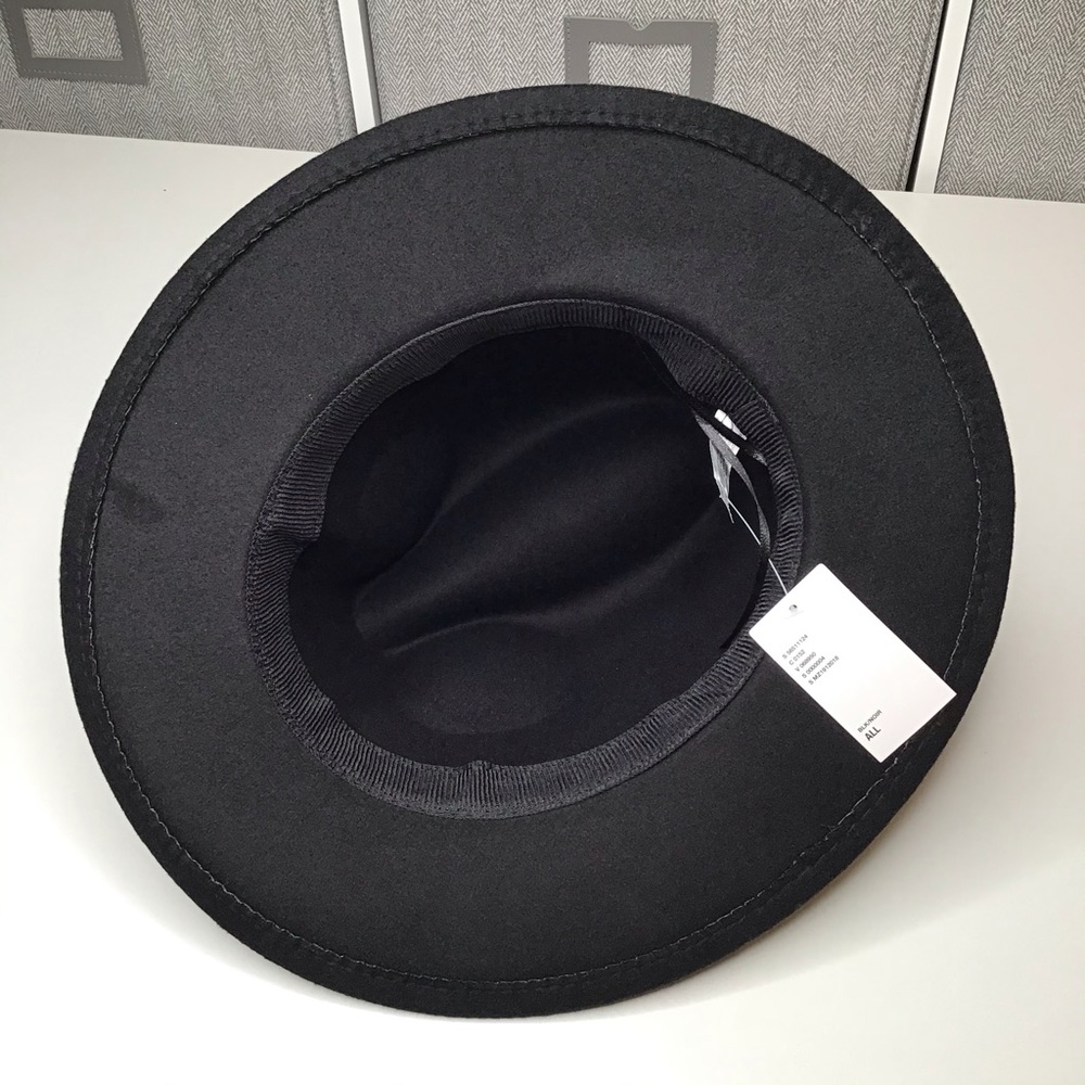 Black Fedora Winter Brim Hat Gold Hardware Boho - Picture 3 of 5